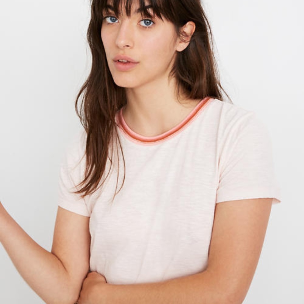 (NEW) Pink Ringer Cotton T-shirt